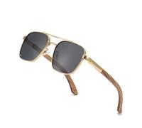 WOODONLY Gafas de sol polarizadas piloto de madera - Gafas de sol de moda con marco de metal para hombres y mujeres Regalos, madera de zebrano