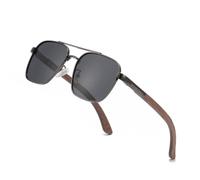 WOODONLY Gafas de sol polarizadas piloto de madera - Gafas de sol de moda con marco de metal para hombres y mujeres Regalos, nogal