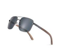 WOODONLY Gafas de sol polarizadas piloto de madera - Gafas de sol de moda con marco de metal para hombres y mujeres Regalos, gris