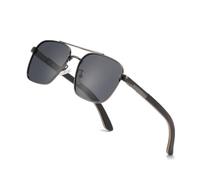 WOODONLY Gafas de sol polarizadas piloto de madera - Gafas de sol de moda con marco de metal para hombres y mujeres Regalos, ébano