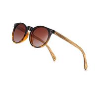 WOODONLY Gafas de Sol Polarizadas Redondas de Madera - Gafas de Sol de Madera de Moda para Hombres y Mujeres Regalos Perfectos (Carey)