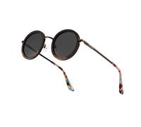 WOODONLY Gafas de Sol Polarizadas Redondas de Madera - Gafas de Sol Retro de Madera con Funda de Bambú para Hombre y Mujer Regalos Perfectos (Ébano)