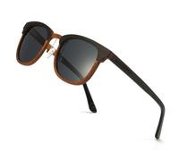 WOODONLY Gafas de Sol Retro de Madera Polarizadas - Gafas de Sol de Moda con Funda de Bambú para Hombre y Mujer Regalos Perfectos (nogal+ébano)