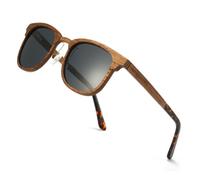 WOODONLY Gafas de Sol Retro de Madera Polarizadas - Gafas de Sol de Moda con Funda de Bambú para Hombre y Mujer Regalos Perfectos (nogal)