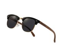 WOODONLY Gafas de SOL Retro Polarizadas de Madera - Protección UV400 Gafas Cuadradas para Hombres y Mujeres Regalos Perfectos（Negro）
