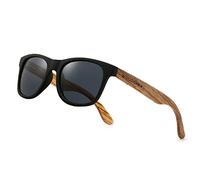 WOODONLY Gafas de SOL Retro Polarizadas de Madera - Protección UV400 Gafas Cuadradas para Hombres y Mujeres Regalos Perfectos (Gris, Cebra)
