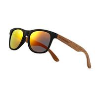 WOODONLY Gafas de SOL Retro Polarizadas de Madera - Protección UV400 Gafas Cuadradas para Hombres y Mujeres Regalos Perfectos (Naranja, Nogal)