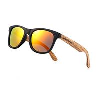 WOODONLY Gafas de SOL Retro Polarizadas de Madera - Protección UV400 Gafas Cuadradas para Hombres y Mujeres Regalos Perfectos (Naranja, Cebra)