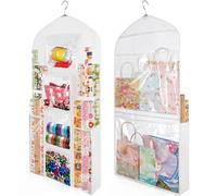 Woodoulogy Almacenamiento de papel de regalo colgante, 48 x 24 pulgadas, grande, blanco, doble cara, bolsa de envoltura de Navidad