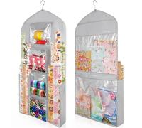 Woodoulogy Almacenamiento de papel de regalo colgante, 48 x 24 pulgadas, grande, gris, doble cara, bolsa de envoltura de Navidad