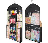 Woodoulogy Almacenamiento de papel de regalo colgante, 48 x 24 pulgadas, grande, negro, doble cara, bolsa de envoltura de Navidad