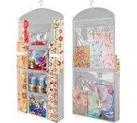 Woodoulogy Almacenamiento de papel de regalo colgante, bolsa de Navidad de doble cara (gris)