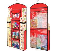 Woodoulogy Almacenamiento de papel de regalo colgante, bolsa de Navidad de doble cara (rojo)