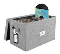 Woodoulogy Caja de almacenamiento de discos de vinilo para LP de 17.8 cm/45 RPM (gris, 1 unidad)