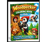 Woodpecker Coloring Book for Kids: Fun & Easy Bird Coloring Pages for Toddlers, Preschoolers & Beginners | Cute Forest Animals Activity Book