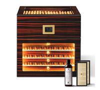 Woodronic Humidificador de cigarros con luz LED para almacenamiento y exhibición