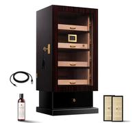 Woodronic - Humidor para cigarrillos de 200 a 250 cigarros con cajón de accesorios, humidificadores de vidrio, cables USB para humidificadores eléctricos, cerradura y llaves y forro de cedro español,