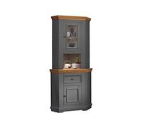 Woodroom Oslo Vitrina de Estilo Buffet, Madera de Pino Vidrio, Gris, BxHxT 104x214x69 cm