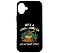 Woods Man Woodchopper Hacha de leña para cortar leña Woodland Camping Carcasa para iPhone 16 Plus