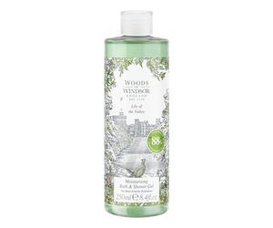 Woods of Windsor Lily of the Valley Gel de Baño y Ducha, Gel de Ducha para Mujer con Notas de Geranio y Cítricos, Gel de Baño Hidratante para Mujer con Vitamina E, Aroma de Lirio de los Valles 250ml