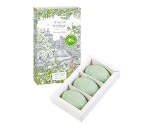 Woods of Windsor pastillas de jabón de Lily, pastilla de jabón hidratante de manteca de karité, jabón fino molido de origen vegetal, jabón de manos y cuerpo, aroma de lirio de los valles 3 x 60g