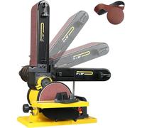 Woodskil 4.3A Belt Sander, 4 x 36 in. Belt & 6 in. Disc Sander, Double Dust Exhaust Port, Steel Base, 2Pcs Sandpapers Included
