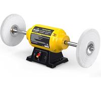 Woodskil Pulidora de banco de 4.8 A 8 pulgadas Pulidora de 8 pulgadas, 3600 rpm con 2 ruedas de fibra para pulir metal, joyas, madera, jade y piezas de plástico