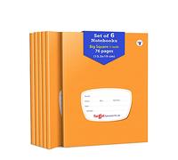 WOODSNIPE TARGET PUBLICATIONS Big Maths - Cuadernos cuadrados de 1 pulgada, 72 páginas, tapa marrón dura, 15,5 x 19 cm aproximadamente, cuaderno de matemáticas para ejercicio y práctica, paquete de 6