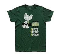 Woodstock - Camiseta de hombre de Concierto - 3 días de la paz y la roca Music - Línea Classic - 100% algodón 185 g/m², Verde, XXL