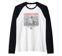 Woodstock Guitar Playing to The Crowd Camiseta Manga Raglan