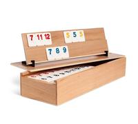 WOODTASTIC Juego de Madera de Rummy - Juego de Mesa de Madera de Haya Maciza con 106 fichas robustas