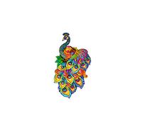 WOODVIO - Rompecabezas de Madera para Adultos y niños - Pavo Real, Rompecabezas de fantasía en Forma de Ave, 184 Piezas de Formas únicas, tamaño King (54 x 30 cm)