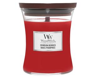 Woodwick 98080 verdadera Harina Bayas Decorativa Kleine duftkerze en el Reloj de Arena de Cristal, Rojo, 7.0 x 7.0 x 7.8 cm