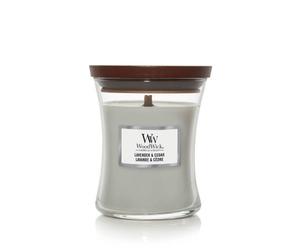 WoodWick Lavender & Cedar vela aromática con mecha de madera 275 g