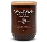 WoodWick Renew - Vela perfumada con mecha crujiente, vela grande de flor de cerezo y vainilla, mezcla de cera de soja y coco a base de plantas, fabricada con materiales reciclados