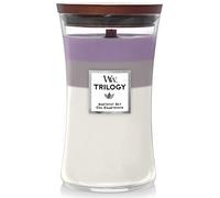 WoodWick Trilogy Vela Perfumada con Mecha Crepitante | Amethyst Sky | Vela Grande en Forma de Reloj de Arena | Velas de Larga Duración: Hasta 130 Horas | Regalo ideal para Mujer