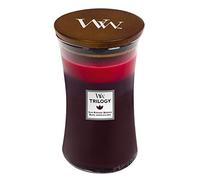 WoodWick Trilogy Vela Perfumada con Mecha Crepitante | Sun Ripened Berries | Vela Grande en Forma de Reloj de Arena | Velas de Larga Duración: Hasta 130 Horas | Regalo ideal para Mujer