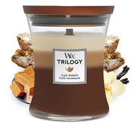 WoodWick Trilogy vela perfumada mediana en forma de reloj de arena con Pluswick Innovation, Dulces para el café