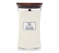 WoodWick vela aromática grande en forma de reloj de arena, té blanco con jazmín
