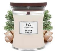 WoodWick vela aromática mediana en forma de reloj de arena, teca blanca