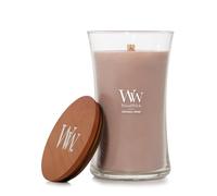 WoodWick Vela Perfumada con Mecha Crepitante | Vela Grande en Forma de Reloj de Arena Patchouli Crème | Velas de Larga Duración: Hasta 130 Horas | Regalos Perfectos para Mujeres