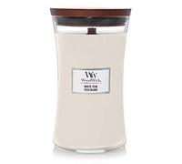 WoodWick Vela Perfumada con Mecha Crepitante | Vela Grande en Forma de Reloj de Arena | Teca blanca| Velas de Larga Duración: Hasta 130 Horas | Regalos Perfectos para Mujeres