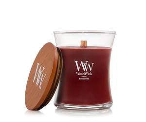 WoodWick Vela Perfumada con Mecha Crepitante | Vela Mediana en Forma de Reloj de Arena Rouge Oud | Velas de Larga Duración: Hasta 60 Horas | Regalos Perfectos para Mujeres