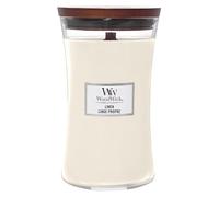 WoodWick Vela perfumada Linen – mecha de madera, reloj de arena grande, 609,5 g, ropa limpia