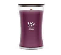 WoodWick Vela perfumada hourglass grande | Velvet Plum | con mecha crepitante | Tiempo de combustión: hasta 130 horas