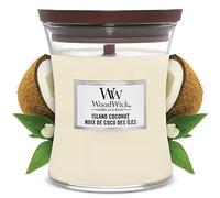 WoodWick Vela perfumada hourglass mediana | Coco isleño | con mecha crepitante | Tiempo de combustión: hasta 60 horas