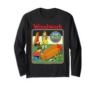 Woodwork Coffin Sarcastic Retro Vintage Funny Adult Humor Manga Larga