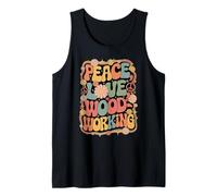 Woodworker 60s 70s Hippie Retro Peace Love Carpintería Camiseta sin Mangas