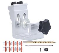 Woodworking Punch Locator Tool Kit | Adjustable Inclined Hole Positioner for Cabinets/Drawers/Furniture | High Accuracy Aluminum Alloy Drill Guide with Twist Drill & Bits