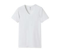WOODY Camiseta interior para hombre, cuello en V, tallas S-XXL, algodón, elastano, corte ajustado, Blanco, S